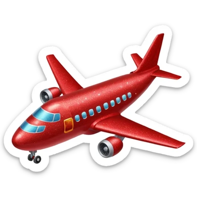 Airplane Happy Red Glitter  sticker