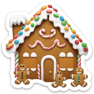 Gingerbread house and gingerbread men  sticker