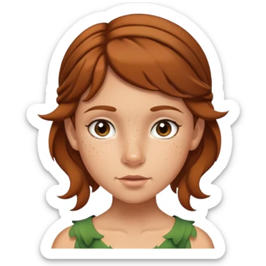 Peter Pan as a girl with brow hair and freckles sticker