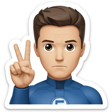 Reed Richard’s from the Fantastic 4 holding up 4 fingers thumb down out in front of himself with only one hand sticker