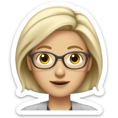 White woman Teacher with grey blonde hair sticker