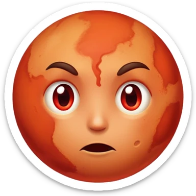 Mars planet with red surface and a hot sweating face with flushed cheeks sticker