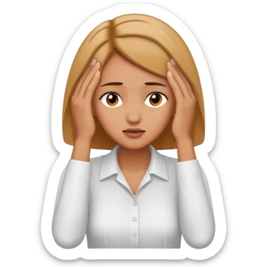 an emoji in which a woman sighs and holds her forehead with her hands sticker
