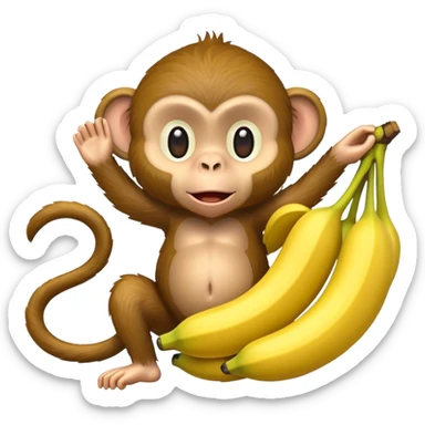 a cartoon monkey with a bunch of bananas wrapped around its body sticker