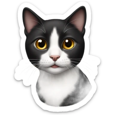 Black females kitty with small white patch on the front of her neck  sticker