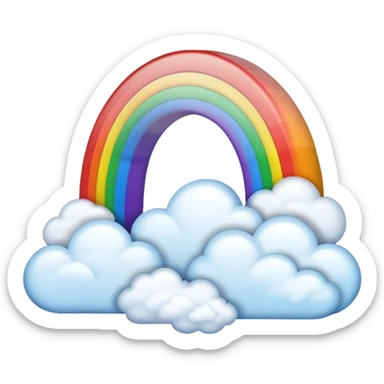 A glowing rainbow arching across drifting clouds. sticker