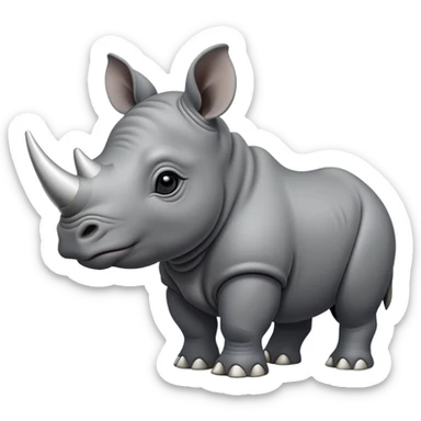 cinematic-noble-baby rhinoceros-portrait-emoji,slate grey hide -poised-and-regal,-with-a-massive,-powerful-build-and-a-thick,-deep-set-soulful-piercing-eyes,-simplified-yet-sharp-and-sophisticated-features,-highly-detailed, large black eyes sticker