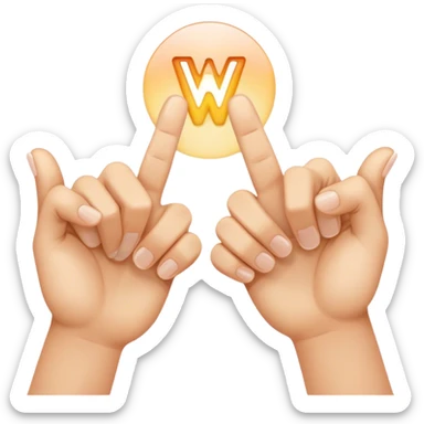 two hands with index fingertips touching, thumbs straight to form a W sticker