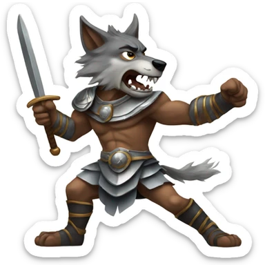 Wolf fighting gladiator sticker
