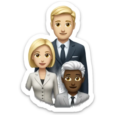 two white skinned people one a woman one a man both wearing suits sticker