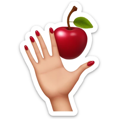 hand with long nails holding cherries sticker