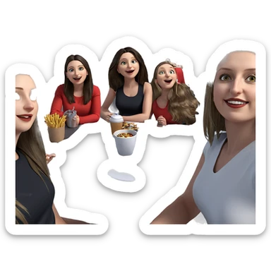 girls enjoying a meal together sticker