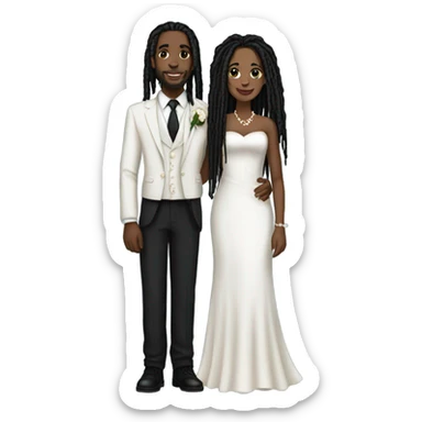 black couple with black dreadlocks, full body wedding sticker