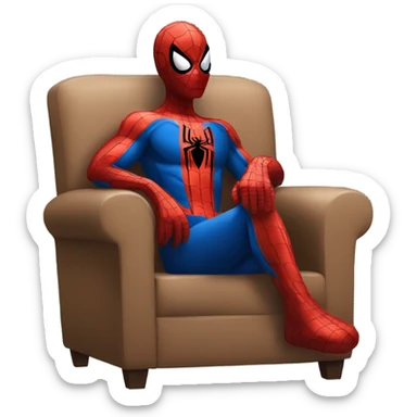 spiderman relaxing in chair sticker