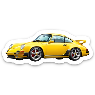 1 yellow porsche car side-view sticker