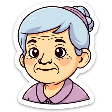 Old lady begin sticker