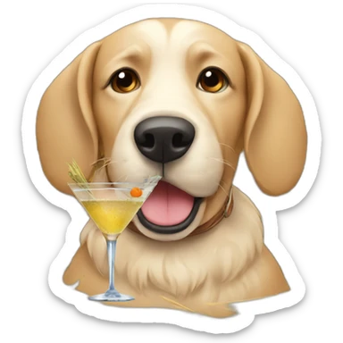 Dog with hay drinking a martini sticker