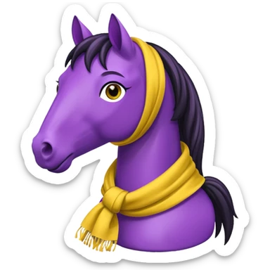 Purple horse wearing yellow scarf
 sticker