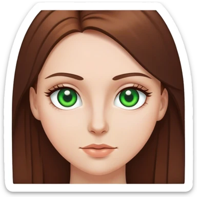 White girl green eyes straight brown hair sticker