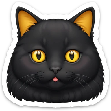 Un gato negro gordito con los ojos de color amarillos sticker