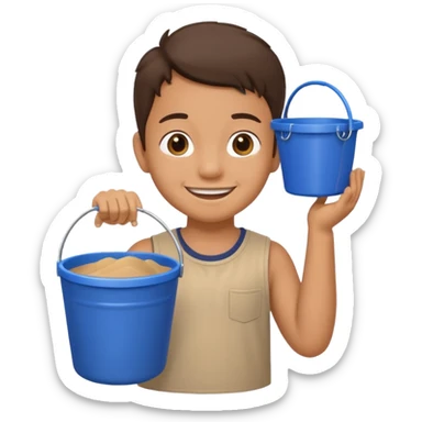 kid with sand bucket sticker