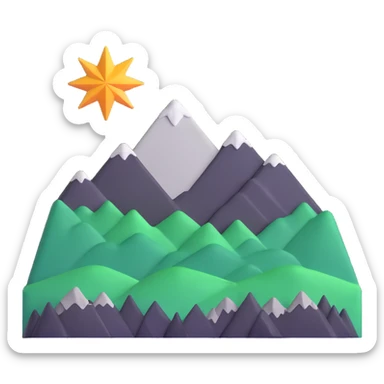 eight-pointed star with wide points and mountain silhouette in middle sticker