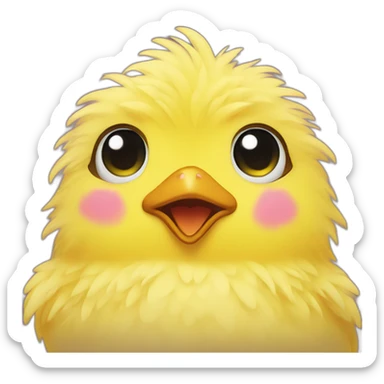 yellow fluffy chick in love with heart-shaped eyes sticker