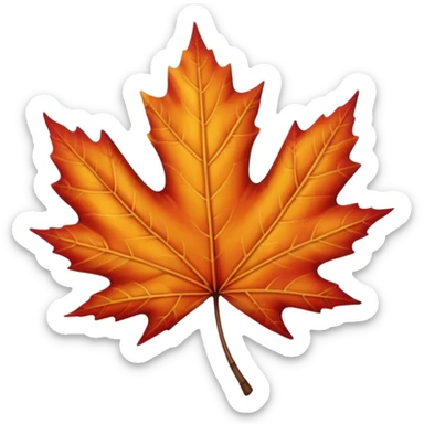 realistic single maple leaf, vibrant autumn colors, isolated on white background, high detail, soft natural lighting, no text, no watermark --ar 1:1 --v 6
 sticker