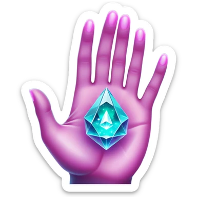 Ghostly hand emerging from stardust, holding a prism portal revealing floating products (e.g., jewelry) in a galaxy nebula, prism glows with cosmic magenta (#FF00FF) and celestial teal (#00CED1), starry depth-of-field, mystical luxury vibe sticker