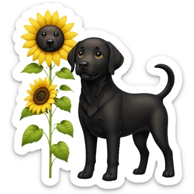  Black Labrador retriever and sunflower  sticker