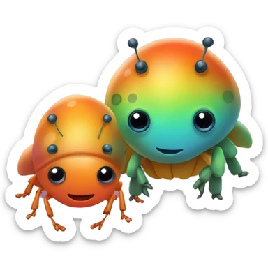 Two kawaii orange rainbow bugs with antanae sticker