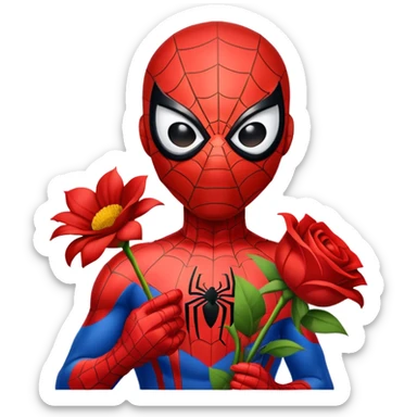 Spiderman giving flowers sticker