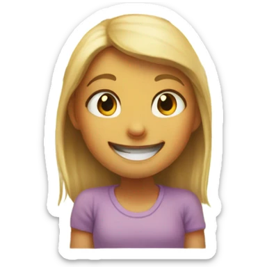 smiling girl no teeth by the window sticker