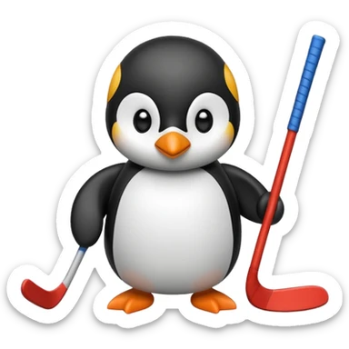 penguin playing hockey sticker