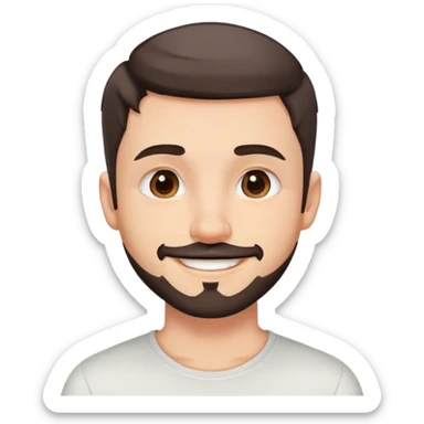 Cute white male, short dark colored hair and facial hair, nose and lip piercing, emo smiling sticker