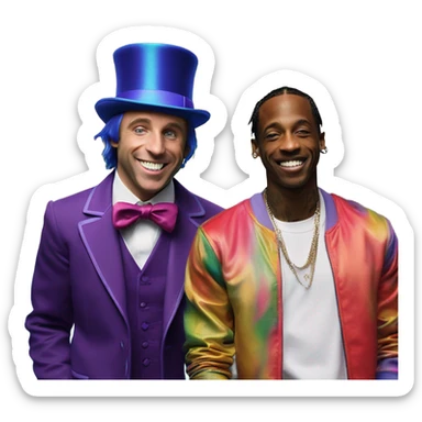 Willy Wonka and Travis Scott mix on a Tuesday ￼ sticker