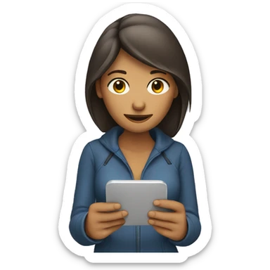 lonely woman texting on phone sticker