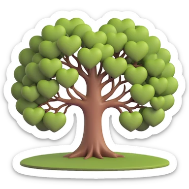 a very large tree with a canopy shaped like a heart sticker