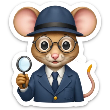 detective mouse with glasses sticker