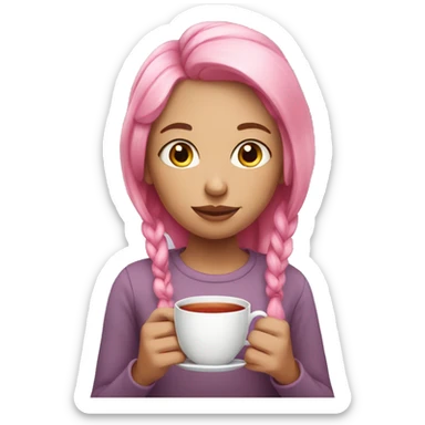  Girl that has pink hair and has a cup of tea  sticker