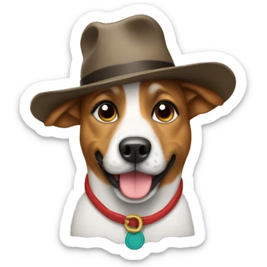 Dog with a hat sticker