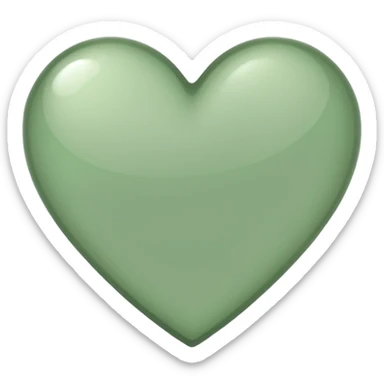 sage green heart with transparent bg without highlights, more thin and narrow, basically like this 🩷 shape sticker
