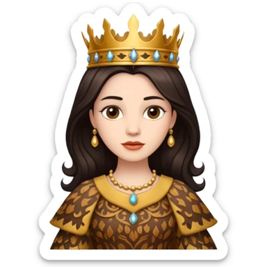 Queen wearing a bark-patterned dress sticker