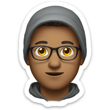 Man with glasses wearing a hoodie  sticker