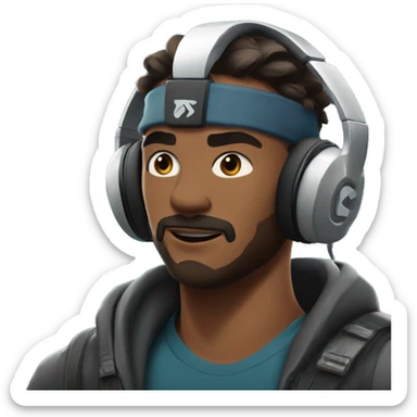 he was a gamer . he use the gaming headset and  play game .behind the view . he play valorant   sticker