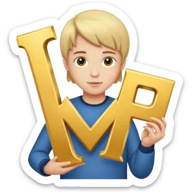 Create two letters, N and Y, in the shape of sisters. Create an image of a boy holding the letter N and a girl holding the letter M  sticker