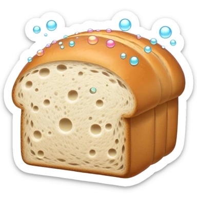 Bread with bubbles coming out of it sticker