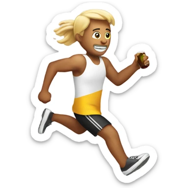 Person running with a beer  sticker