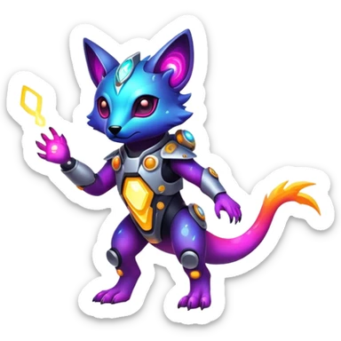 Epic Edgy Cute Colorful Nebula Modern Vernid-Protogen-creature-animal, full body sticker