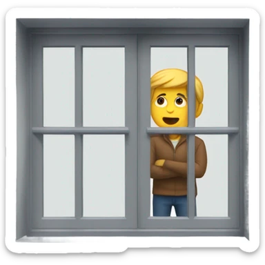 A person watching another person through a window from outside  sticker